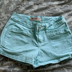 Turquoise cotton jean shorts